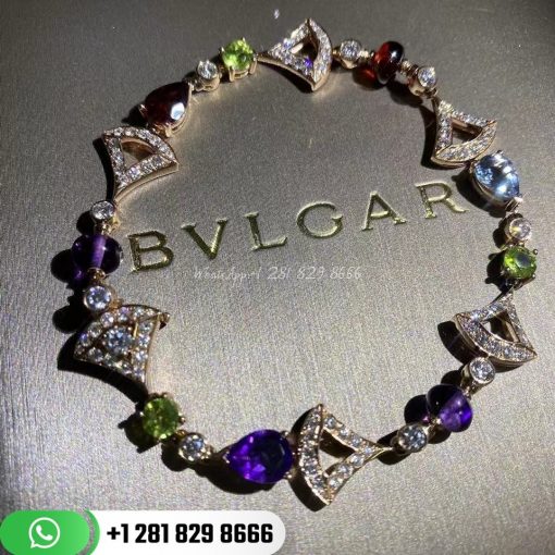 Bvlgari Divas' Dream Bracelet in 18K Rose Gold with Coloured Gemstones and Pavé Diamonds-355618