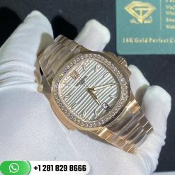 Patek Philippe Nautilus 7118/1200R-001 Ladies 18K Rose Gold Watch Diamonds