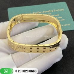 Roberto Coin Pois Moi Yellow Gold 2 Row Square Bangle Bracelet with Diamonds