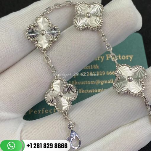 Van Cleef & Arpels Vintage Alhambra Bracelet 5 Motifs White Gold – VCARP3JK00