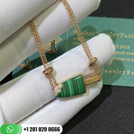 Bvlgari Gelati Necklace 18k Rose Gold with Malachite and Pave Diamonds 356186