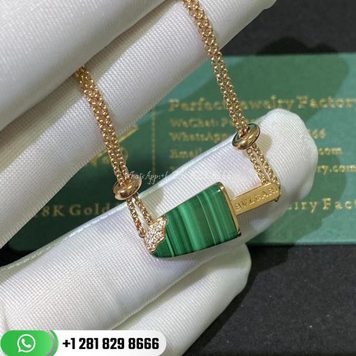 Bvlgari Gelati Necklace 18k Rose Gold with Malachite and Pave Diamonds 356186