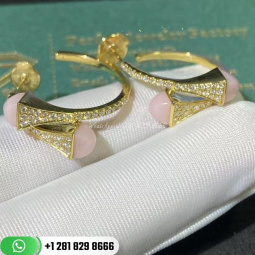 Marli Cleo Diamond Midi Hoop Earrings CLEO-E15 Pink Opal