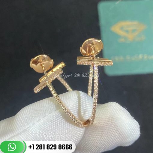 Tiffany T Diamond Hoop Earrings in 18k Rose Gold