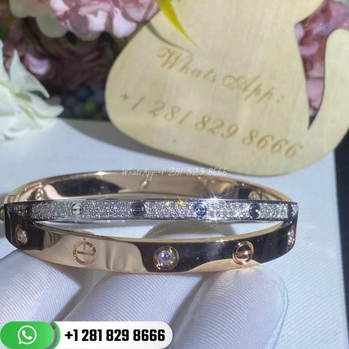 Cartier Love Bracelet Diamond-paved Rose Gold and White Gold - N6039217