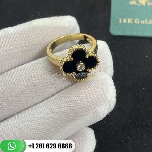 Van Cleef & Arpels Vintage Alhambra Ring Yellow Gold Onyx - VCARA41000