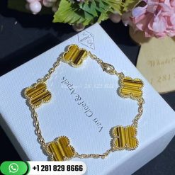 Van Cleef & Arpels Vintage Alhambra Bracelet 5 Motifs Yellow Gold Tiger Eye – VCARD35600