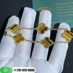 Van Cleef & Arpels Vintage Alhambra Bracelet 5 Motifs Yellow Gold Tiger Eye – VCARD35600