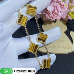 Van Cleef & Arpels Vintage Alhambra Bracelet 5 Motifs Yellow Gold Tiger Eye – VCARD35600
