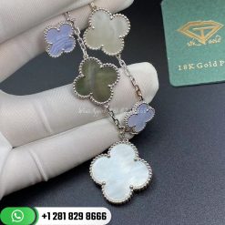 Van Cleef & Arpels Magic Alhambra Bracelet 5 Motifs White Gold Chalcedony Mother-of-pearl – VCARL62400