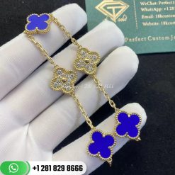 Van Cleef & Arpels Vintage Alhambra Bracelet 5 Motifs Yellow Gold Diamond Lapis lazuli