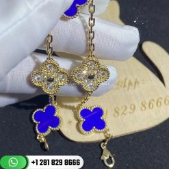 Van Cleef & Arpels Vintage Alhambra Bracelet 5 Motifs Yellow Gold Diamond Lapis lazuli