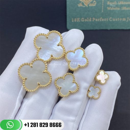 Van Cleef & Arpels Magic Alhambra Earrings Yellow Gold Mother Of Pearl