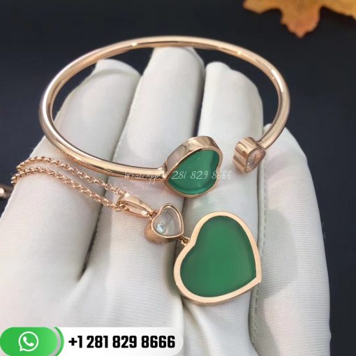 Chopard Happy Hearts Pendant Rose Gold Diamond Green Agate - 797482-5101