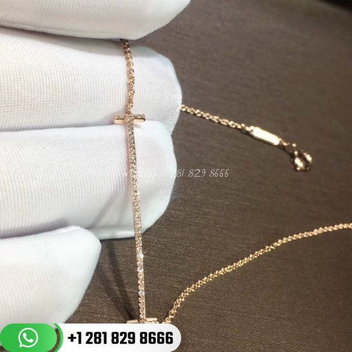 Tiffany T Smile Bracelet in Rose Gold with Diamonds