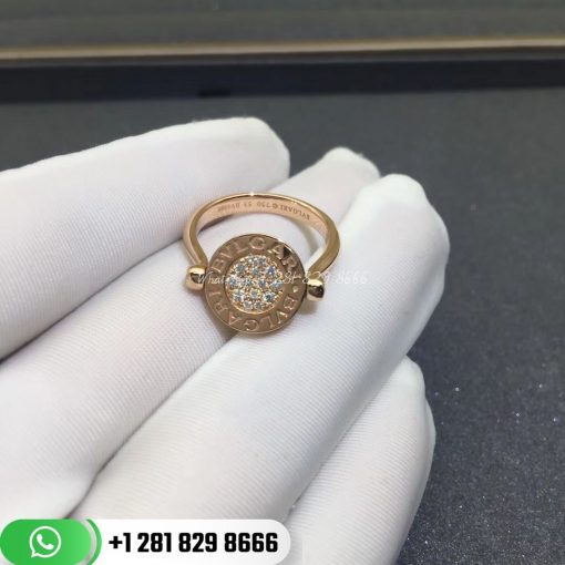 Bulgari Bvlgari Ring 18K Rose Gold and Mother of Pearl Pave Diamonds