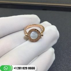Bulgari Bvlgari Ring 18K Rose Gold and Mother of Pearl Pave Diamonds
