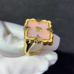 Buccellati Opera Color Ring in 18k Yellow Gold with Pink Fluo Enameled