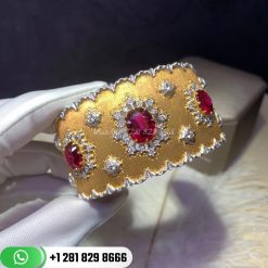 Buccellati Cuff Bracelet Yellow and white gold with rubies and diamonds