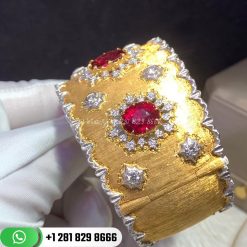 Buccellati Cuff Bracelet Yellow and white gold with rubies and diamonds