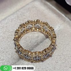 Buccellati Rombi Eternelle Band Ring with Diamonds 18k White and Yellow Gold