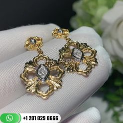 Buccellati Opera Pendant Earrings with Elements in Yellow and White Gold with Diamonds