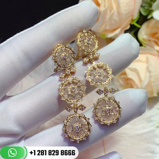 Buccellati Mario Round Cassiopeia Diamond Gold Pendant Earrings