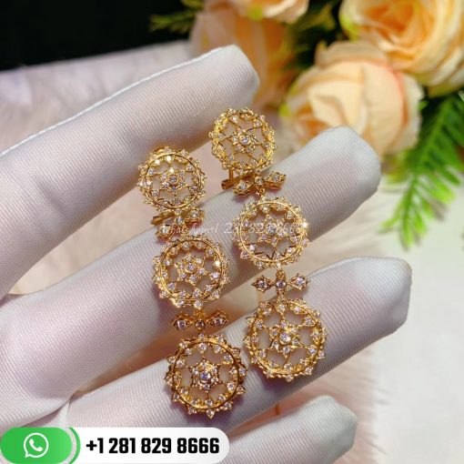 Buccellati Mario Round Cassiopeia Diamond Gold Pendant Earrings