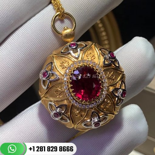 Buccellati Cuff Pendant Yellow Gold and Ruby