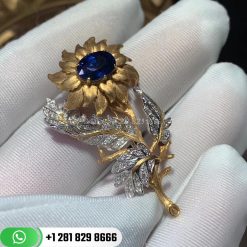 Buccellati Brooch Classical Sunflower Shape and Sapphire |