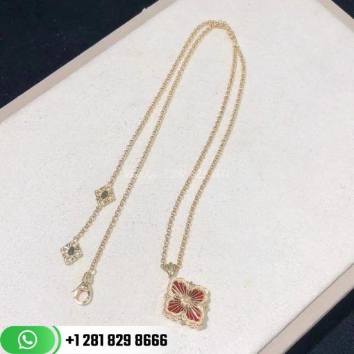 Buccellati Opera Tulle Pendant Necklace 18k Yellow gold with Cathedral Red Enamel