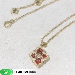 Buccellati Opera Tulle Pendant Necklace 18k Yellow gold with Cathedral Red Enamel