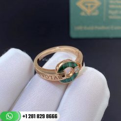 BVLGARI BVLGARI openwork ring in 18 kt rose gold with malachite elements and a brilliant-cut diamond.