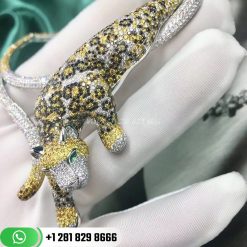 Panthère de Cartier High Jewelry Necklace of Yellow Diamond Onyx Emerald