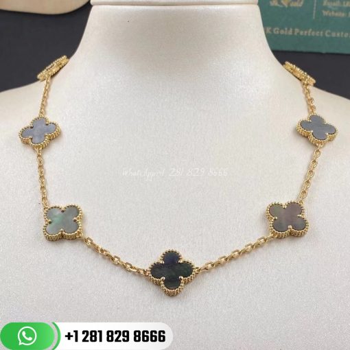 Van Cleef Arpels Vintage Alhambra Necklace Yellow Gold Mother-of-pearl