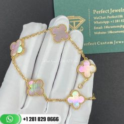 van-cleef-arpels-vintage-alhambra-bracelet-5-motifs-yellow-gold-pink-mother-of-pearl-valentines-day-commemorative-edition