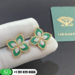 Roberto Coin Princess Flower Earrings in 18kt Rose Gold with Malachite and Diamonds - ADV888EA1837_01