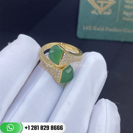 Marli Cleo Diamond Ring Yellow Gold Diamond Ring CLEO-R5-Green Jade