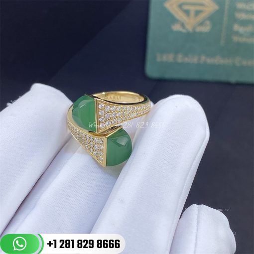 Marli Cleo Diamond Ring Yellow Gold Diamond Ring CLEO-R5-Green Jade