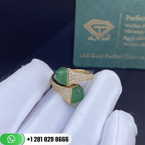 Marli Cleo Diamond Ring Yellow Gold Diamond Ring CLEO-R5-Green Jade