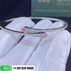 Marli Slim Slip-On Bracelet White Gold and Pink Coral - CLEO-B1