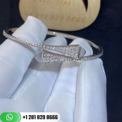 Marli Midi Diamond Slip-On Bracelet White Gold and Milky Aquamarine - CLEO-B47
