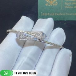 Marli Midi Diamond Slip-On Bracelet White Gold and Milky Aquamarine - CLEO-B47
