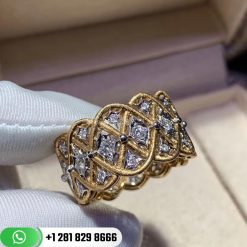 Buccellati Etoilee Band Ring with Diamonds 18k Yellow and White Gold