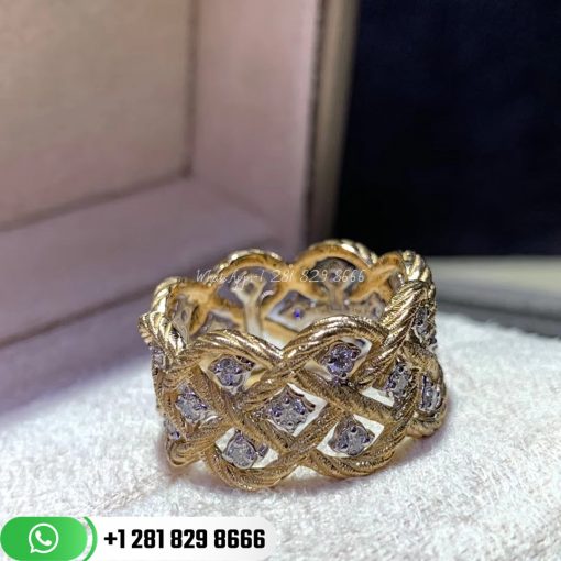 Buccellati Etoilee Band Ring with Diamonds 18k Yellow and White Gold