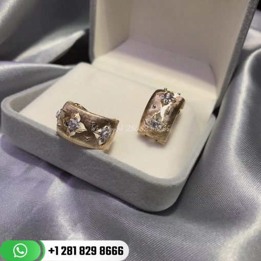 Buccellati Macri Giglio 18-karat Yellow and White Gold Diamond Hoop Earrings