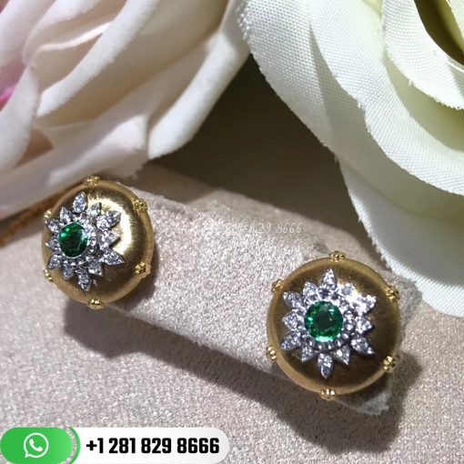 buccellati-18-karat-yellow-gold-emerald-dome-shape-button-earrings
