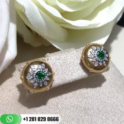 buccellati-18-karat-yellow-gold-emerald-dome-shape-button-earrings