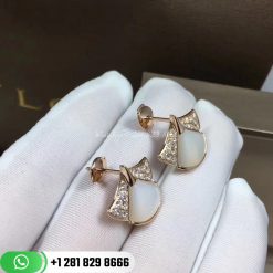 Bvlgari Divas Dream 18k Pink Gold Mother of Pearl Diamond Earrings 350483
