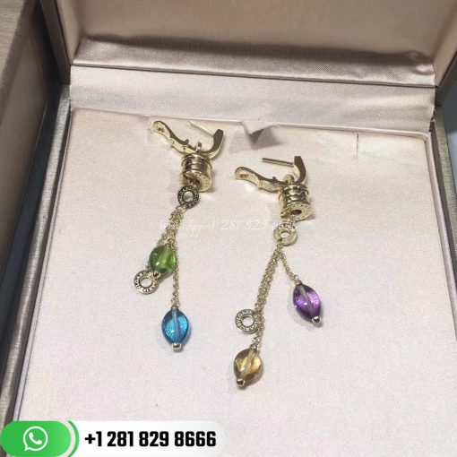 Bulgari B.Zero1 Gemstone Diamond Gold Drop Earrings